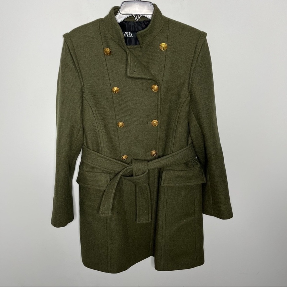 Zara Military Style Wool Double Breasted Coat M